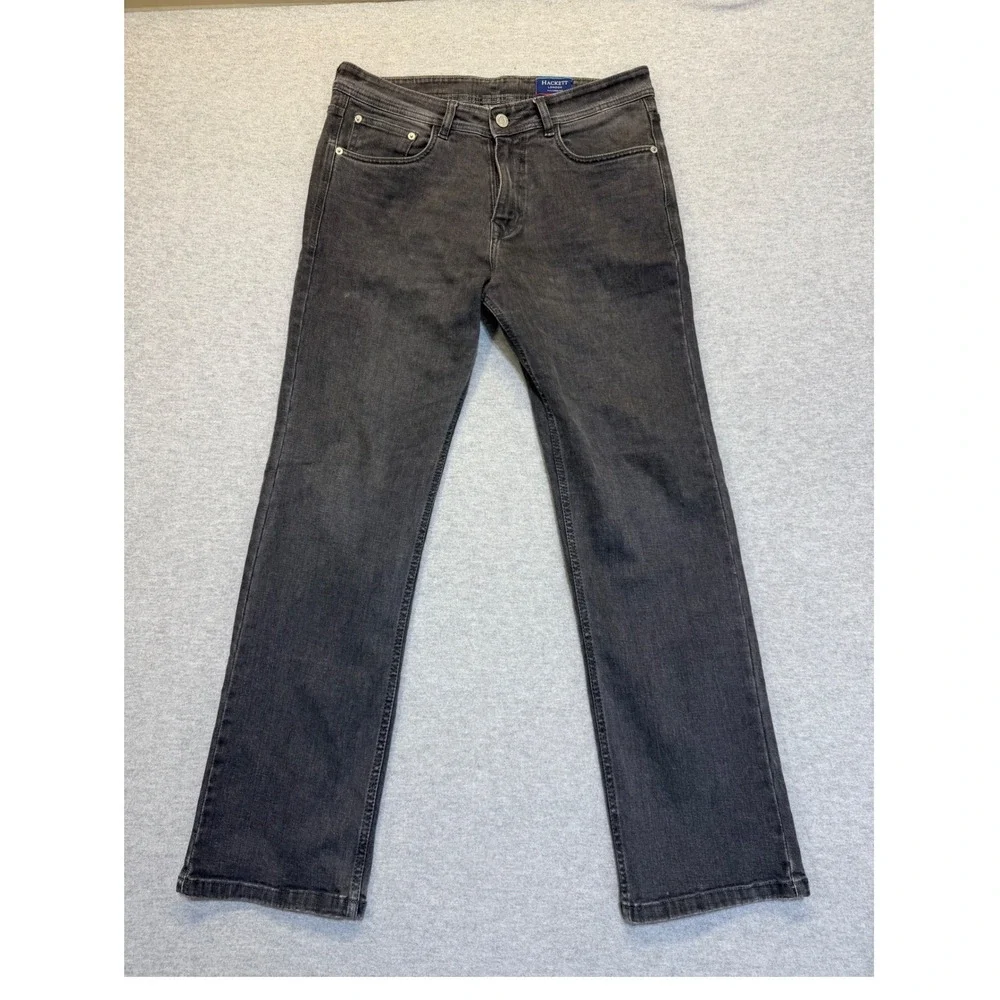 Hackett‎ London Tailored Fit Black Straight Leg Jeans Mens Size 34 Gray Denim